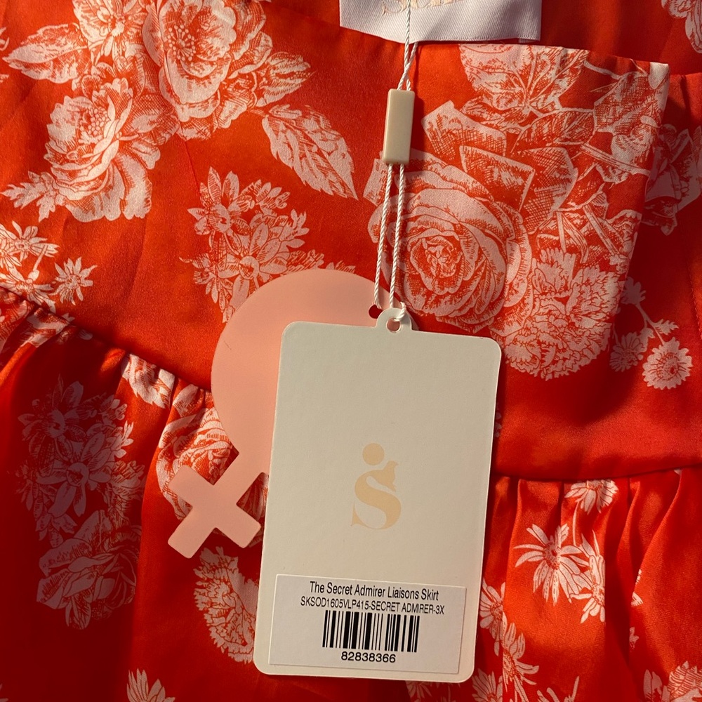 ❤️very Dior! Selkie Secret Admirer Silk Red Asymmetrical Skirt with White Lace - Picture 13 of 15